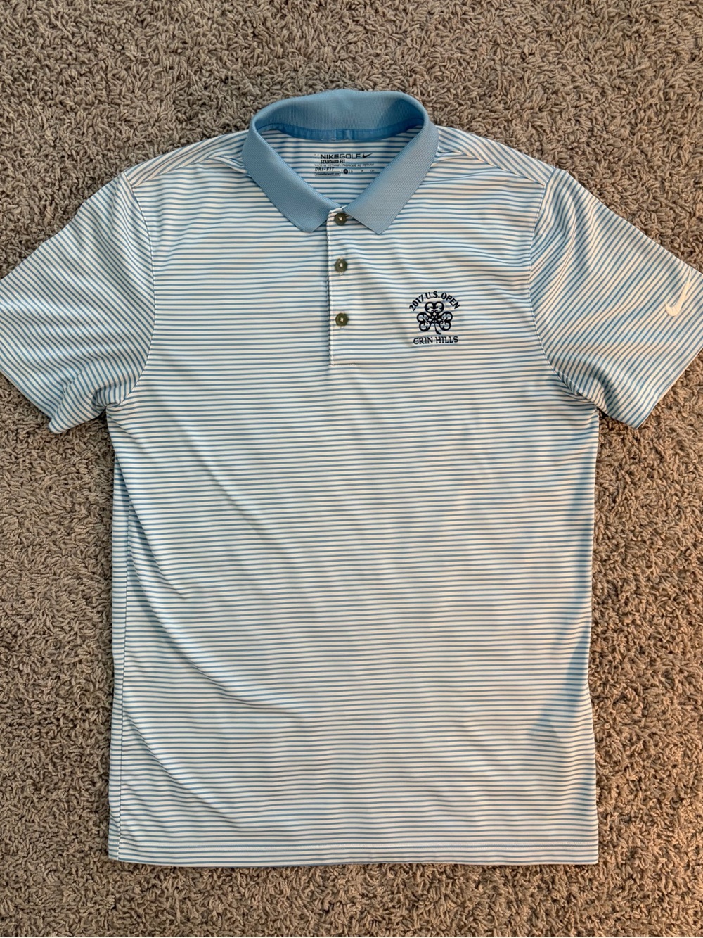 US Open 2017 Erin Hills - Nike Golf Polo - Men’s Small - Light Blue/White